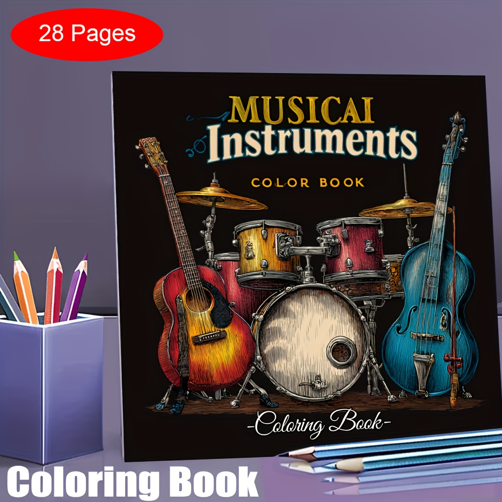 Musical Instrument Coloring Pages - Libro para colorear de instrumentos musicales