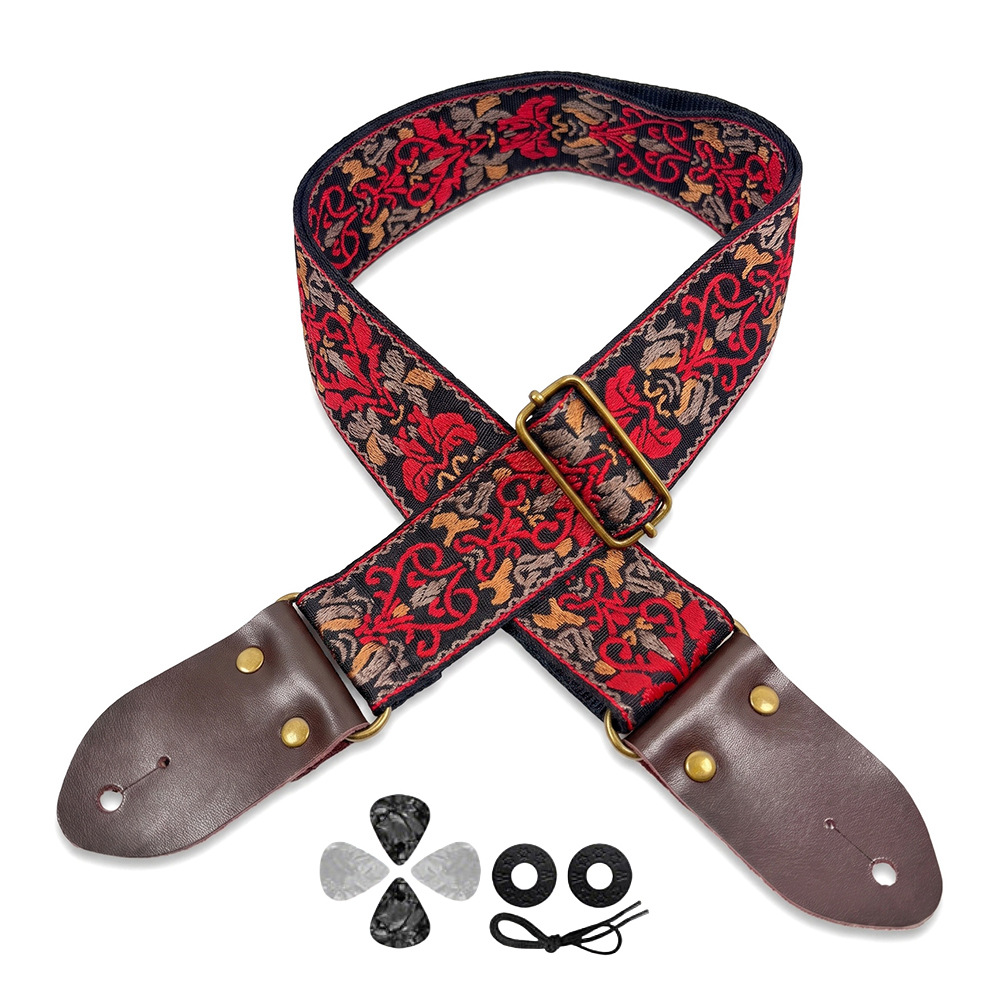 Musical Instrument Art - Correa de guitarra bordada con estampado