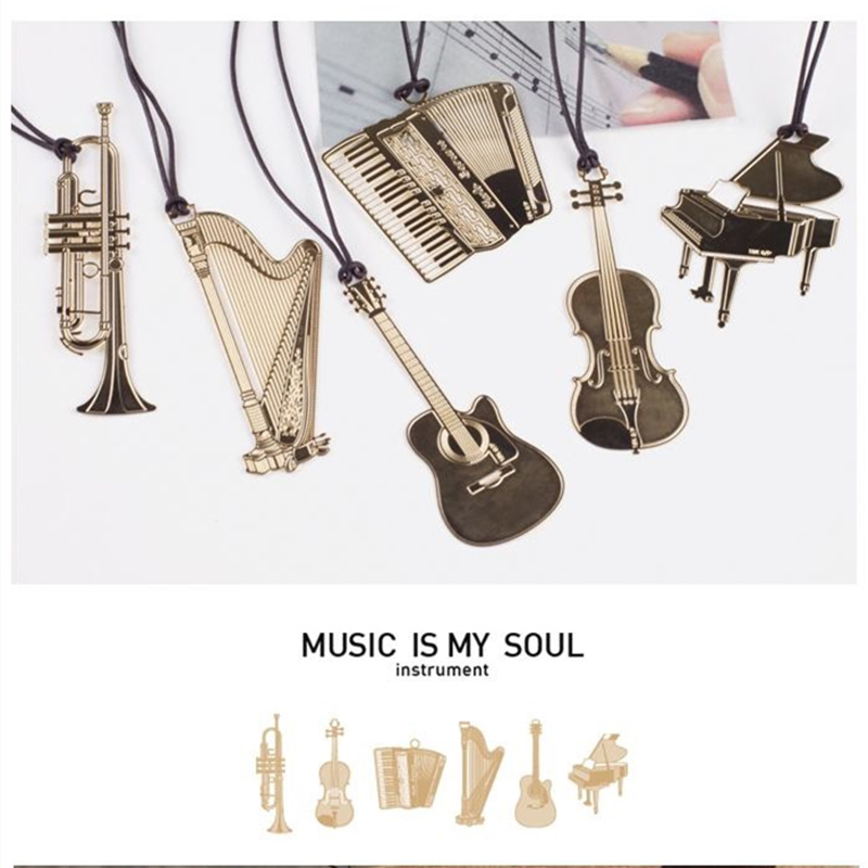 Musical Instrument Book - Marcapáginas de Metal para música, instrumento