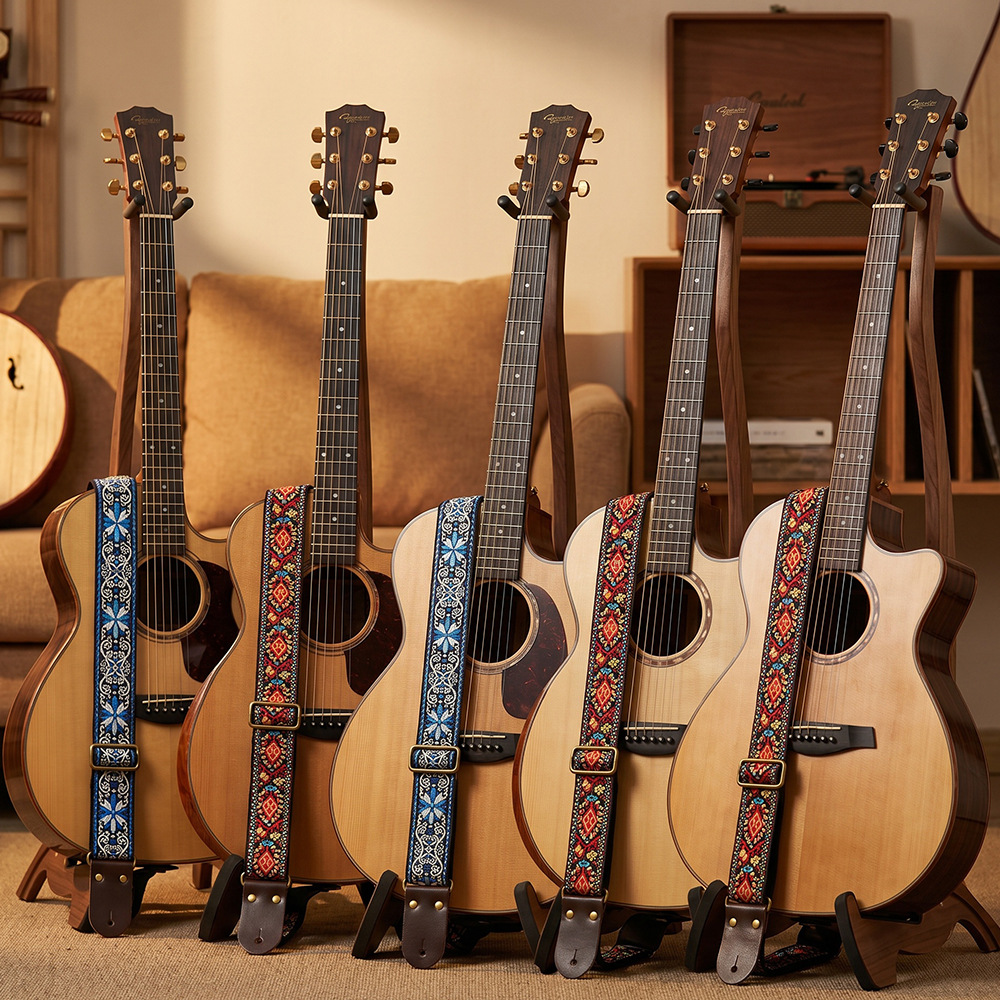Correa de guitarra bordada con - Musical Instrument Art reseña y precio